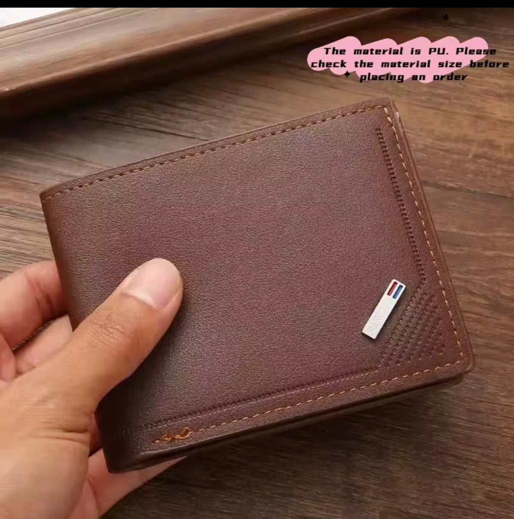 Men's leather short wallet thin wallet foldable minimalist soft leather wallet