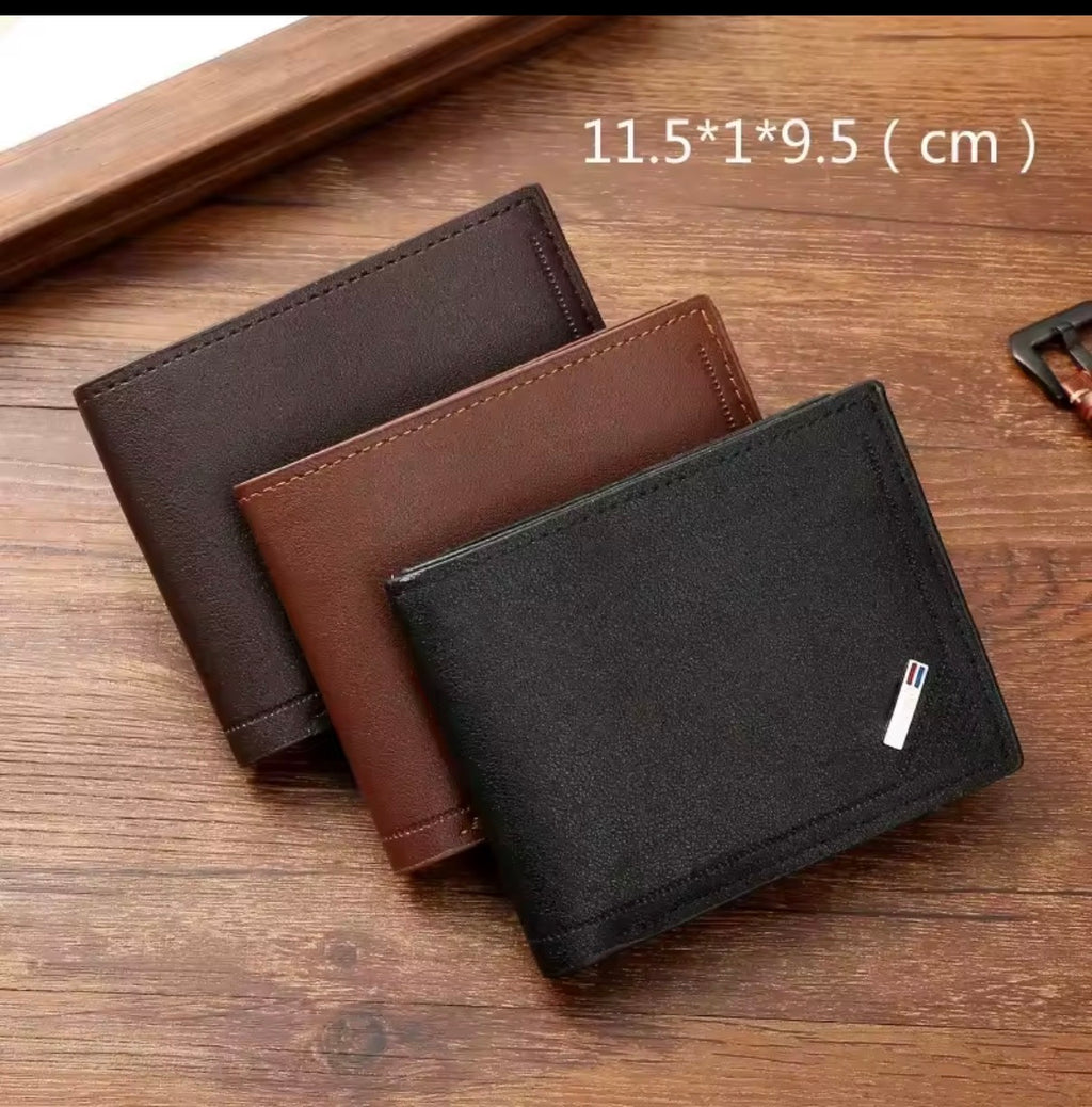Men's leather short wallet thin wallet foldable minimalist soft leather wallet